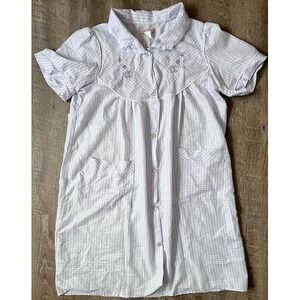 Lati Fashions robe housecoat mumu night gown sleepwear purple gingham‎ size L